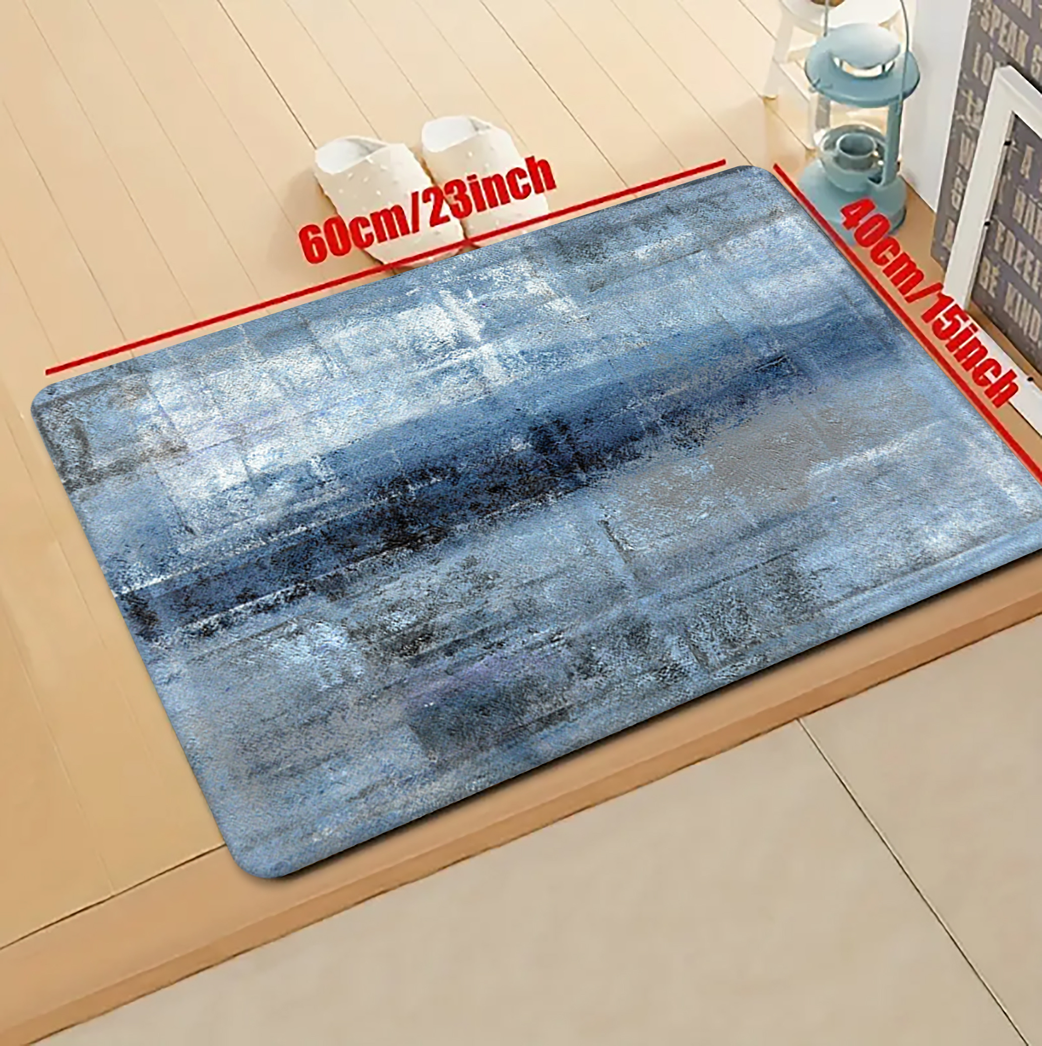 1pc denim blue tie dye kitchen mat   polyester hand wash only stylish   floor mat for modern kitchens kitchen rugs details 6