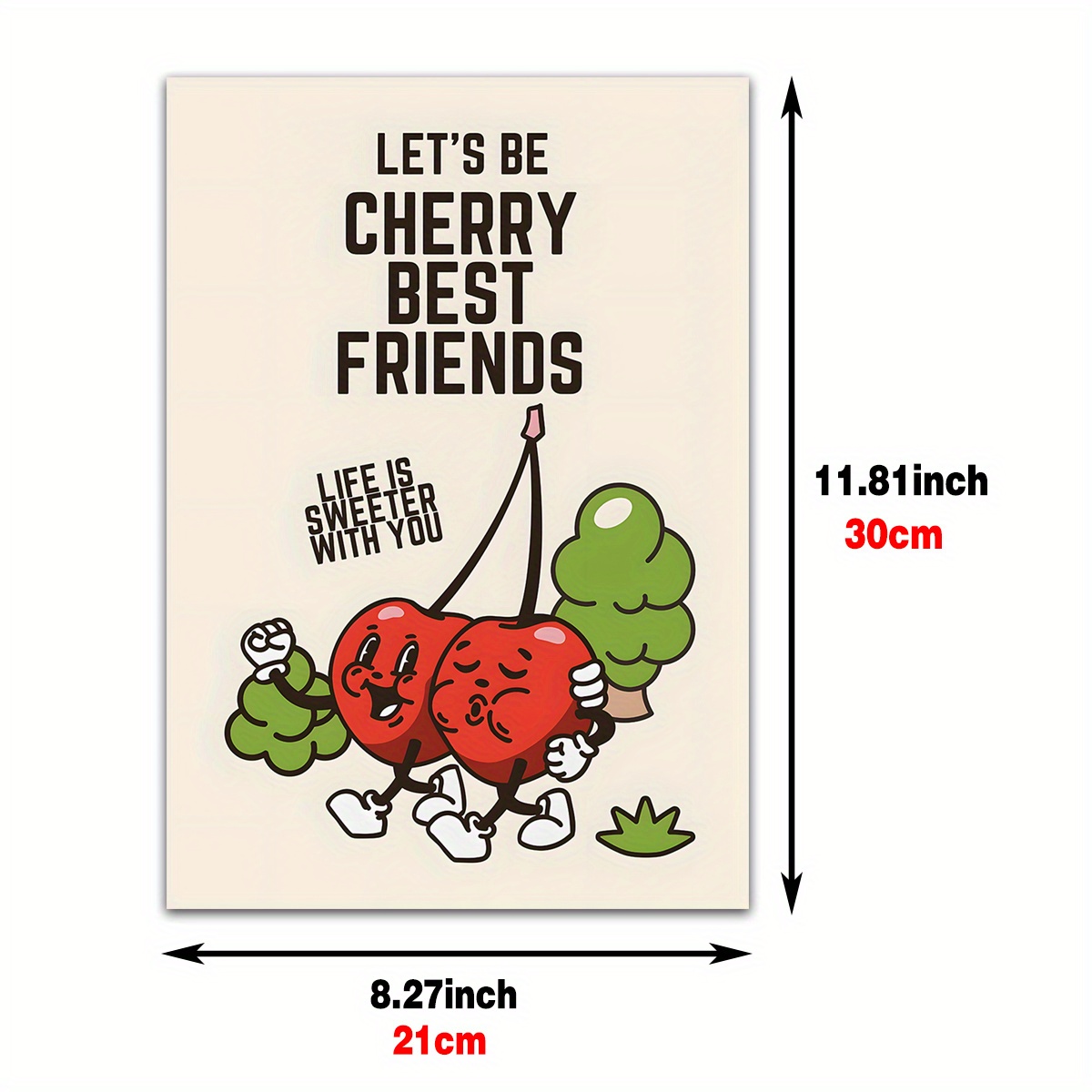 Retro Cherry Best Friends Canvas Painting - Fun And Funky