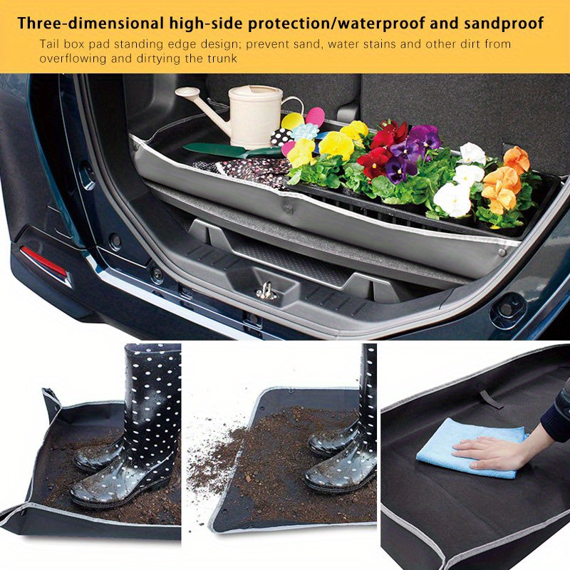 1pc Car Pet Mat, Waterproof And Dirty Resistant Trunk Mat, Comes With Small  Pocket, Adjustable Rear Tail Box Car Box Mat