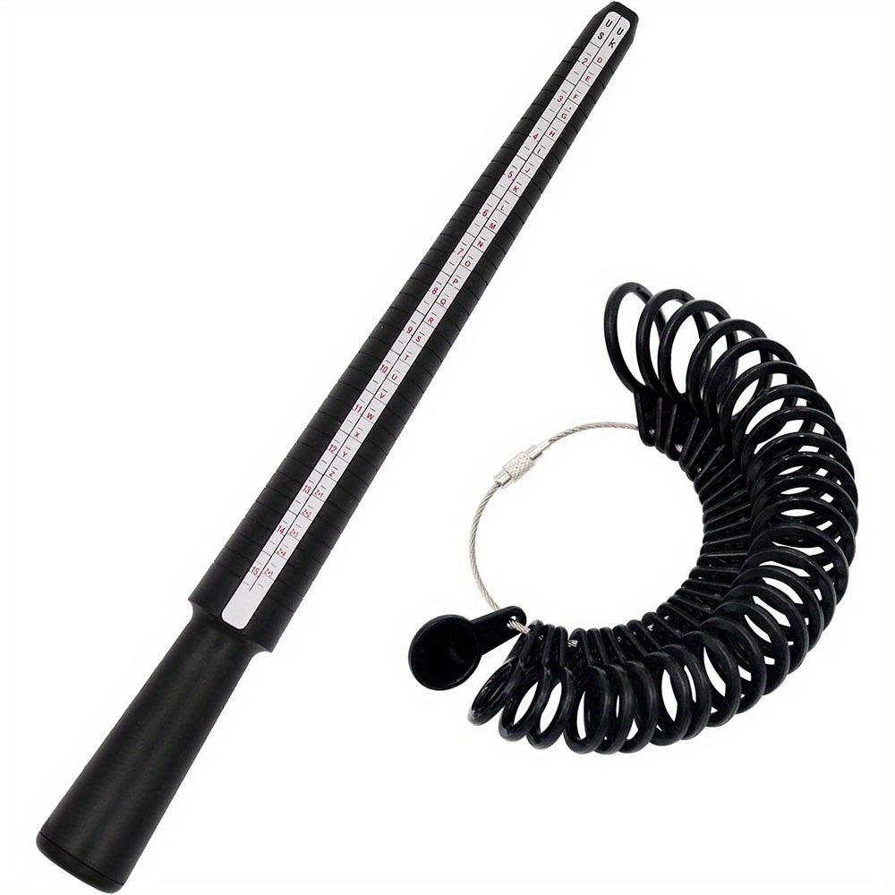 Ring Sizer Gauge Set Ring Sizing Finger Size Measurement Wedding Ring Size Measure Scales Kit Wire Rings Jewelry Making Tools Us Size 0-13 Uk Eur Size Plastic (black)