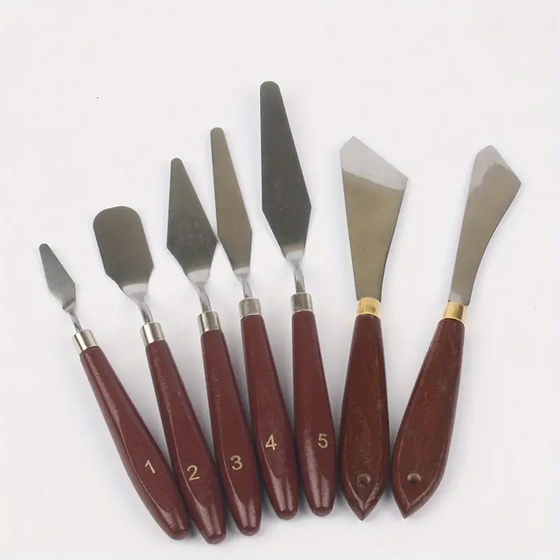 Professional Color Mixing Knife Set - Wooden Handle And Stainless