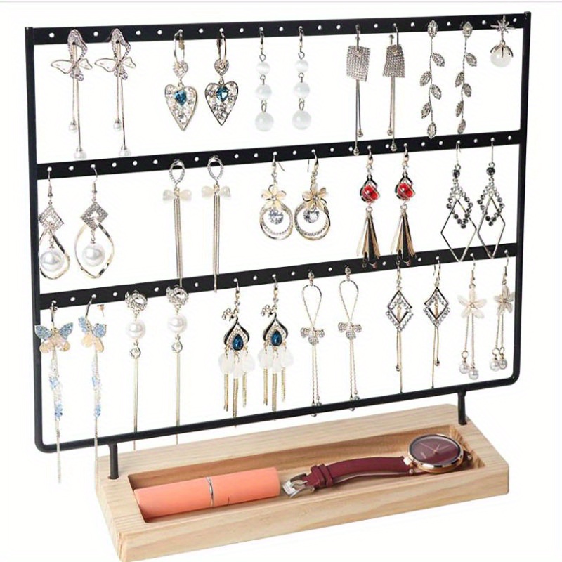 Jewelry Organizer Earring Holder Earrings Necklace Rack Wood Wall