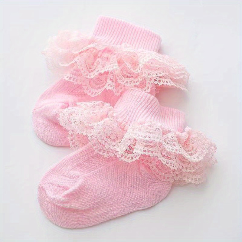 5 Pairs Of Children's Baby Socks Spring And Autumn Season Pure Baby Girl Newborn Mesh Breathable Summer Princess Socks Children's Lace Lace Lace Leggings