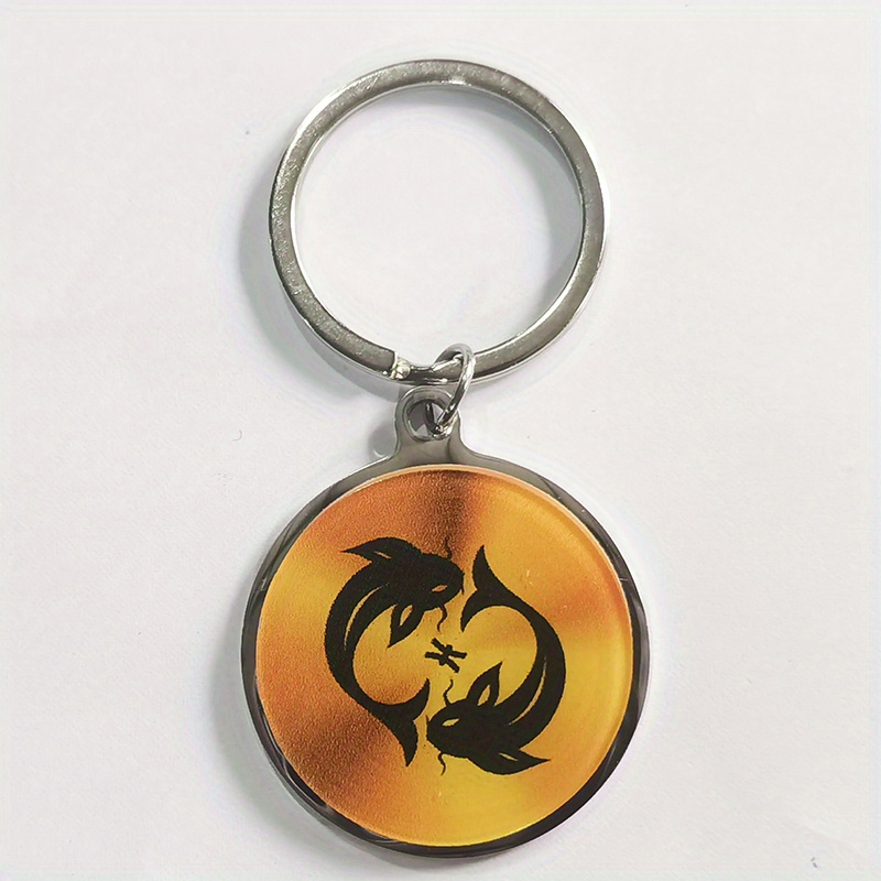 Zodiac Print Stainless Steel Keychain