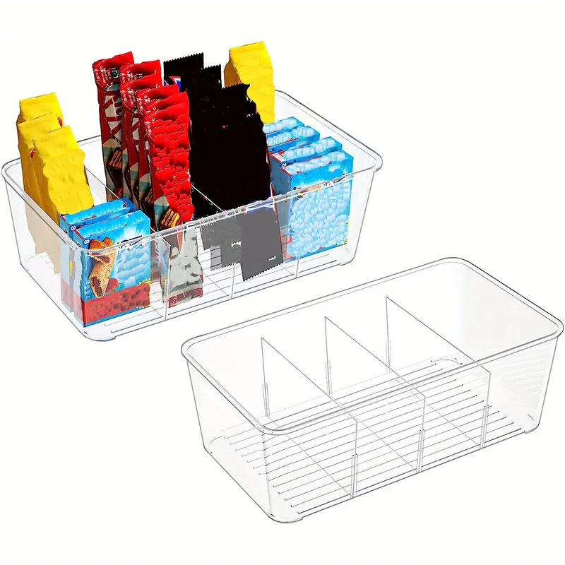 Plastic Bathroom Storage Organizer Bin Box - 3/4 Divided Sections