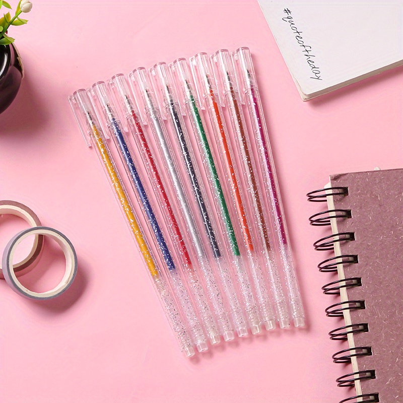 12 Colors Glitter Gel Pen Pastel Metal Plastic Highlighter - Temu