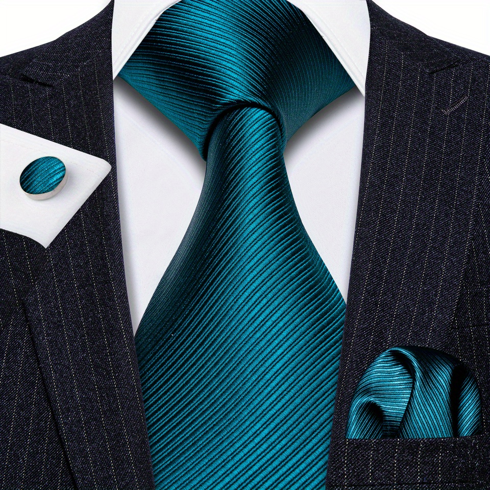 Men's Jacquard Tie, Hankerchief, Cufflinks Set