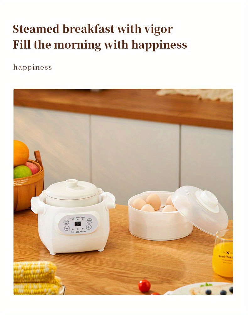 us plug 1l electric cooker household ceramic intelligent reservation porridge cooking birds nest stewing cup waterproof automatic cooking soup pot full automatic soup pot ceramic electric stewing cup details 10