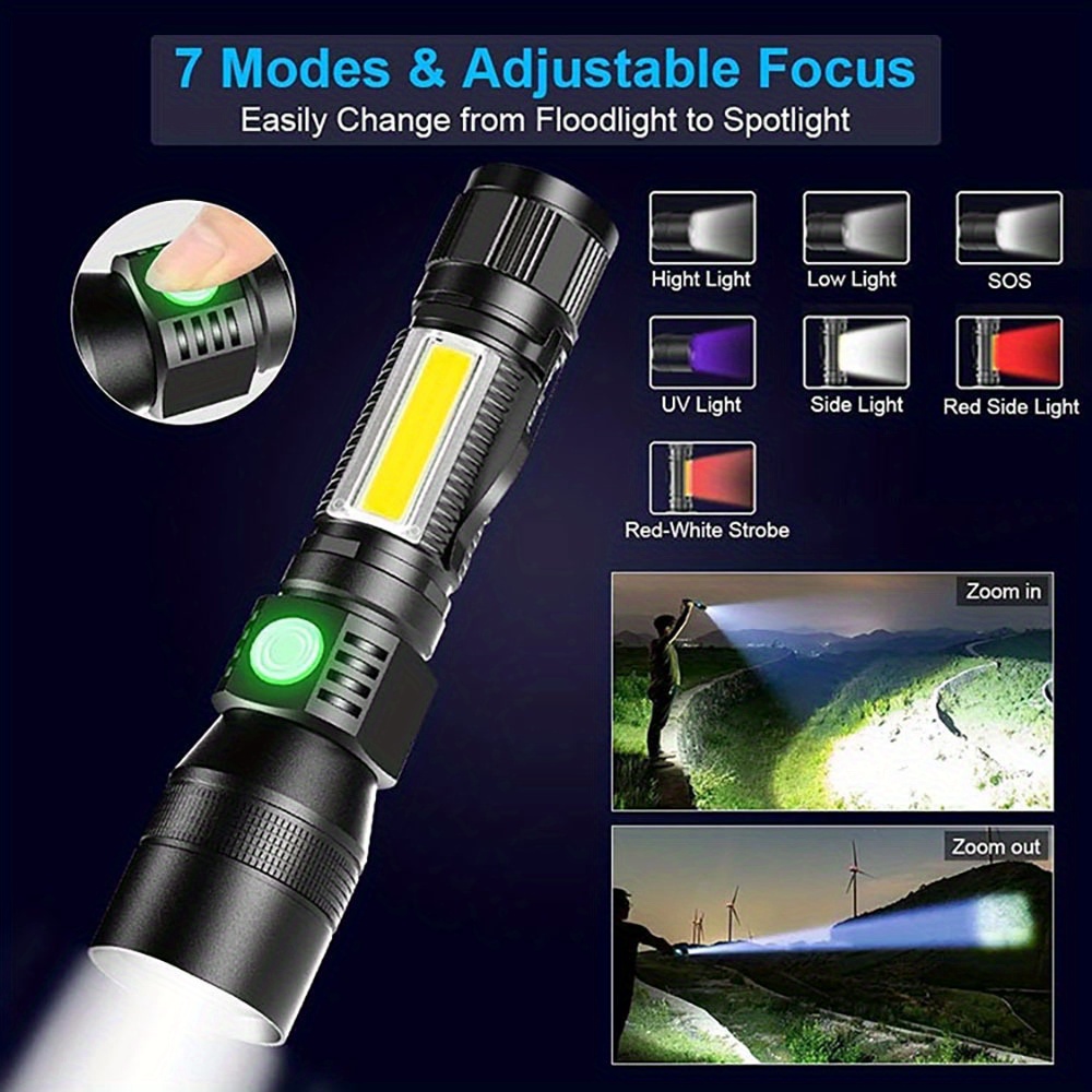 Linterna Uv 1 Pieza, Linterna Led 2 En 1 395 Nm Luz Uv Negra Luz Blanca,  500lm 7 Modos Luz Antorcha Impermeable Detector Orina Mascotas - Deporte  Aire Libre - Temu