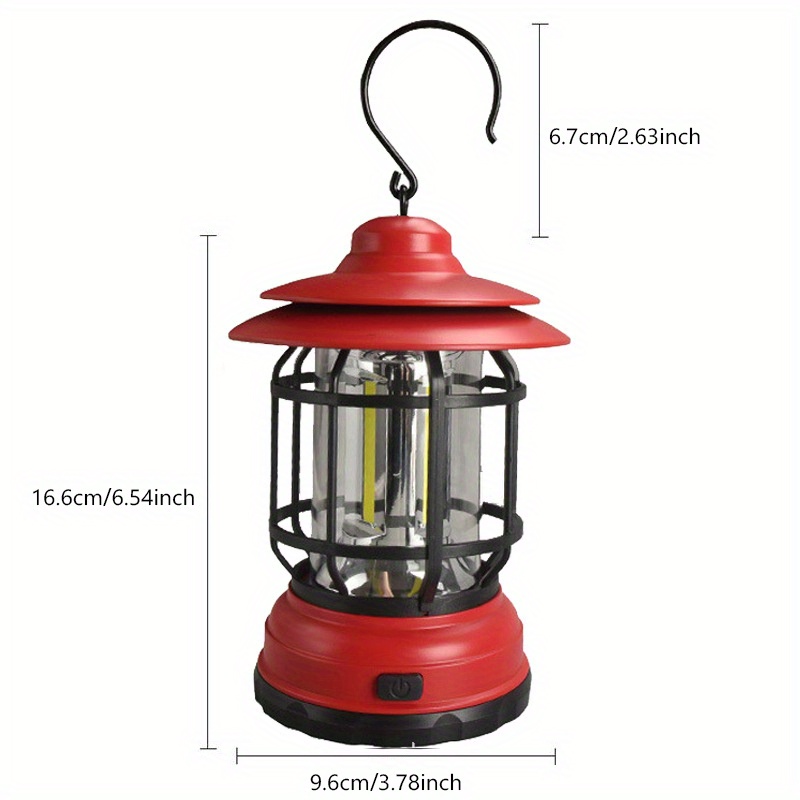 Portable LED Lantern USB Rechargeable Red Warning Light Outdoor Camping Lamp