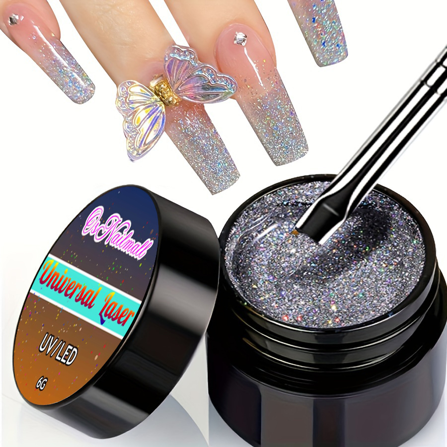 holographic glitter gel nail polish shiny sparkle uv led soak off laser gel polish diy nail art gel polish varnish details 0