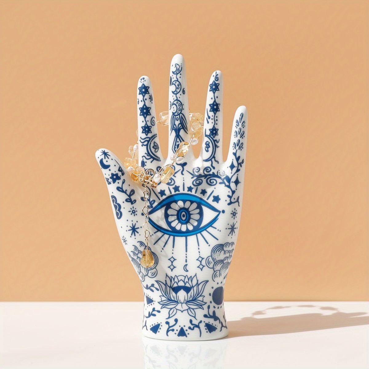 Hamsa Ceramic Ring Holder Porta Gioielli A Mano Porta Anelli