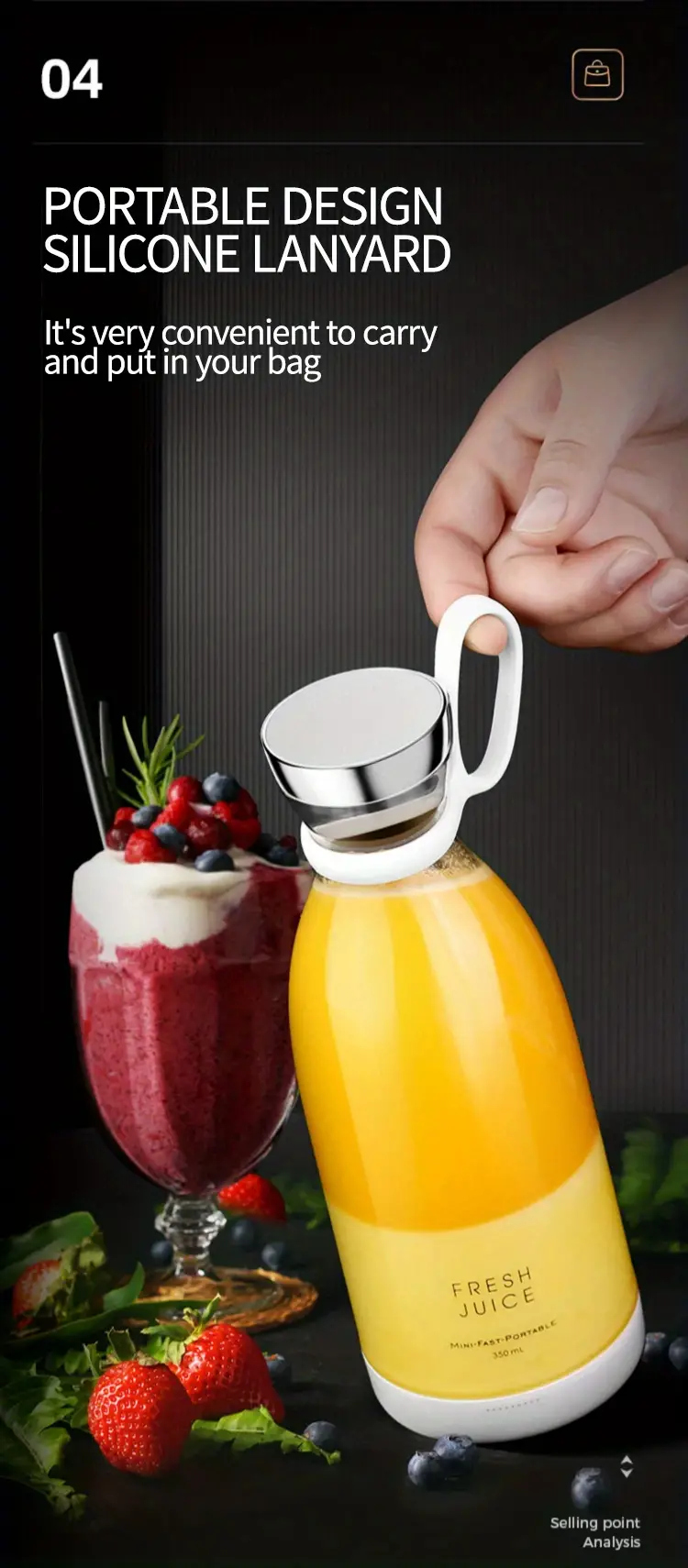 electric juicer mini portable blender fruit mixers fruit extractors multifunction juice maker machine blender smoothies mixer details 4