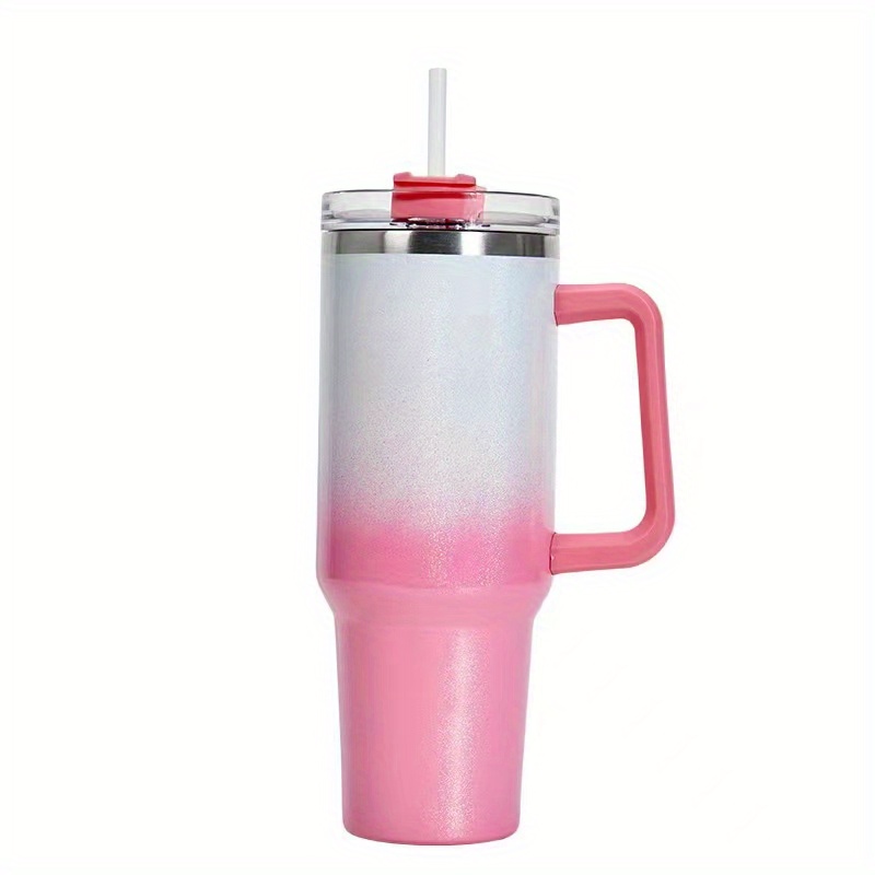 Vaso De Acero Inoxidable Stanly Pink De 40 Oz Con Mango De Logotipo, Tapa  De Paja, Jarra De Cerveza De Gran Capacidad, Botella De Agua, Recubrimiento  En Polvo, Camp2792 Para Exteriores De