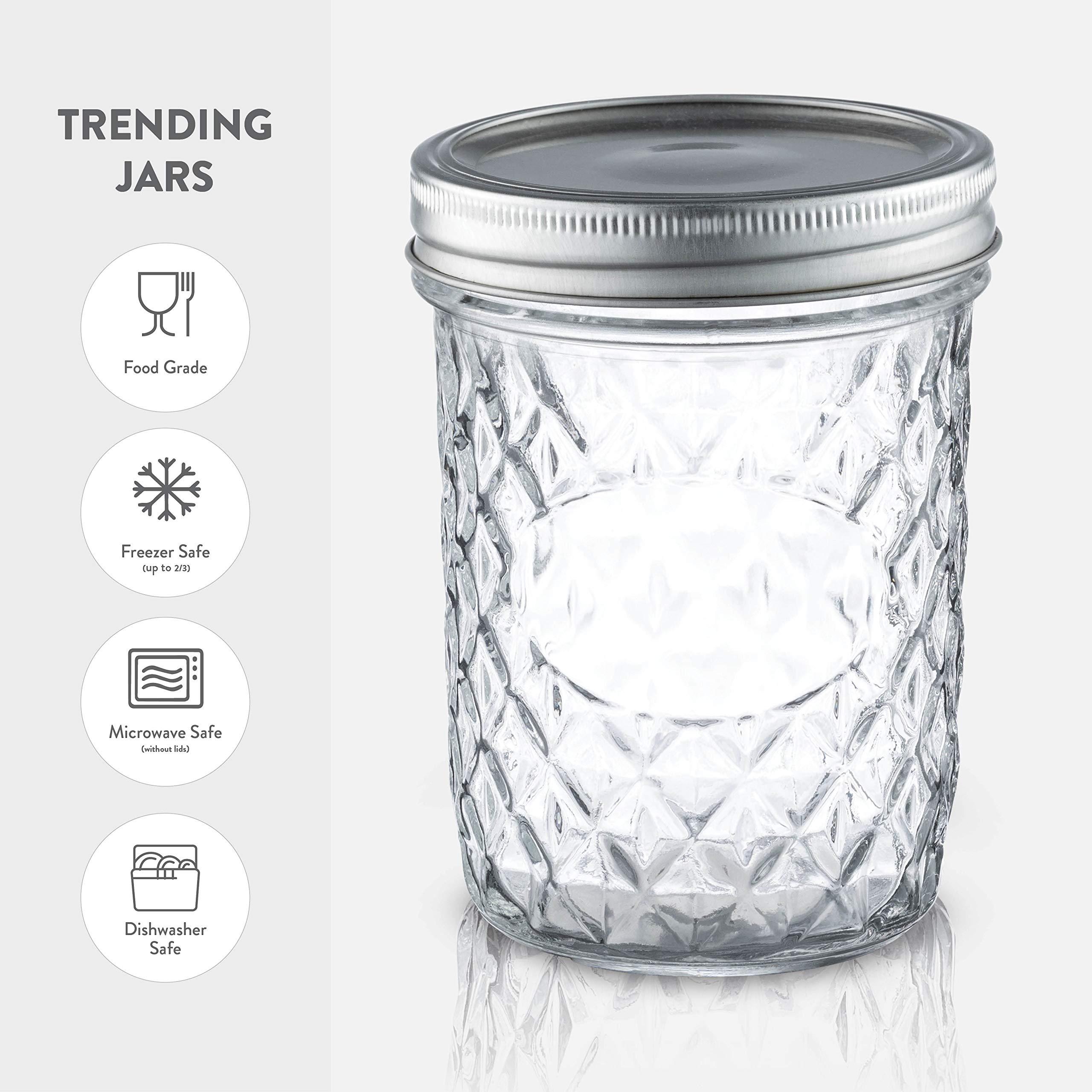 6 Pack 10oz Glass Jars with Lids,Leak Proof Clear Glass Overnight Oats  Jars,Reusable Small Mason Jars for Overnight Oats,Fruit, Salad Dressing
