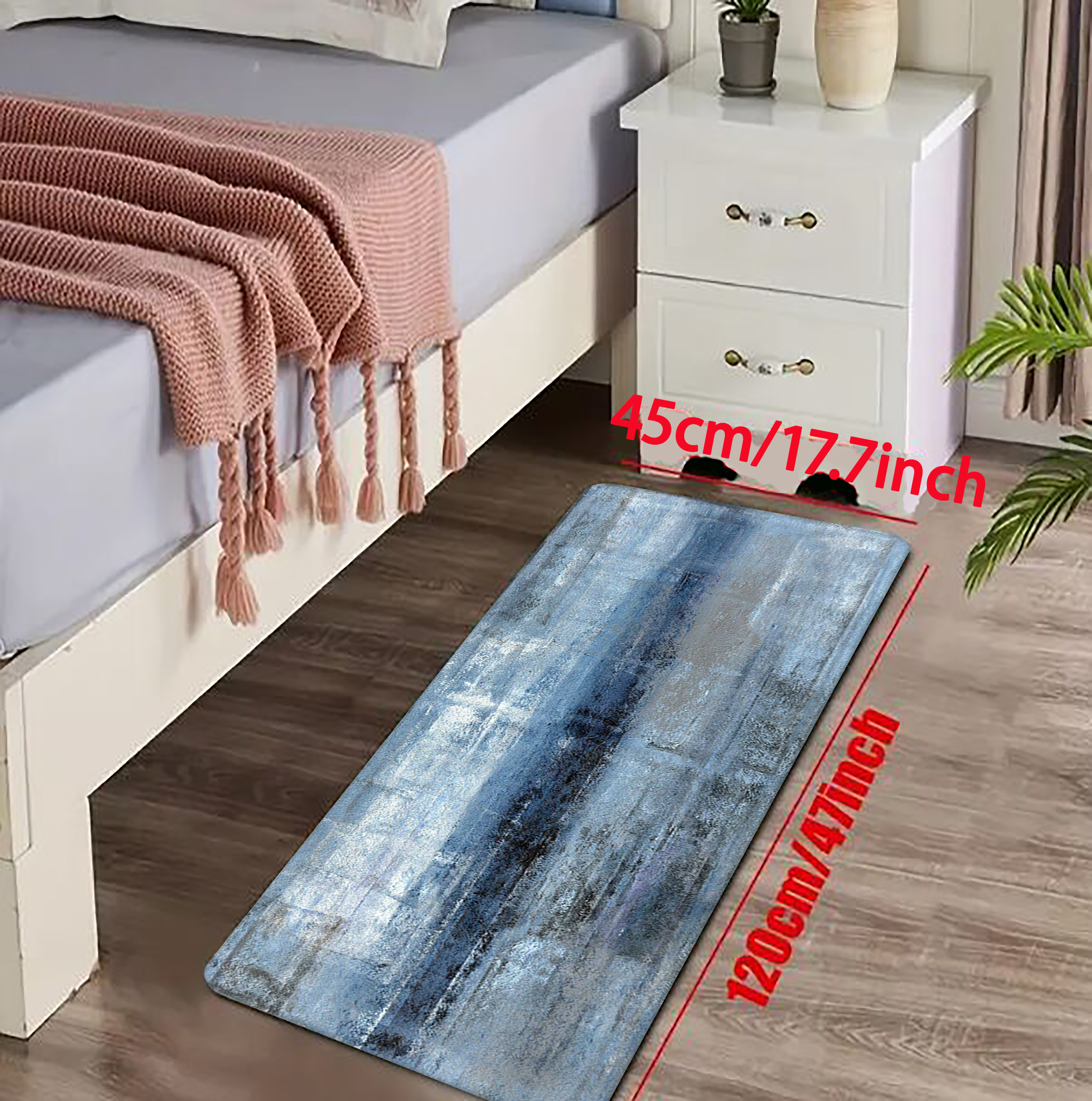 1pc denim blue tie dye kitchen mat   polyester hand wash only stylish   floor mat for modern kitchens kitchen rugs details 8