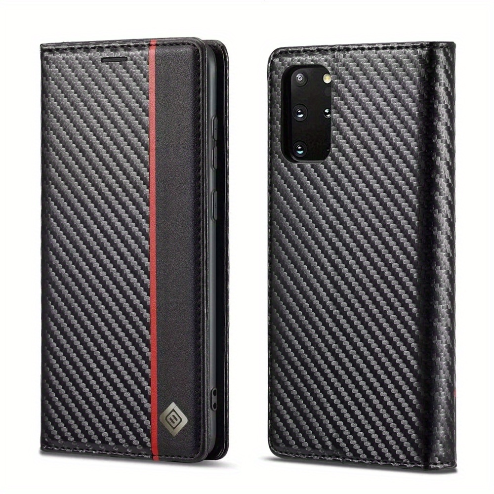 Faux Leather Wallet Case Flip Cover For Galaxy S25 S24 S23 S22 S21 Fe Ultra S20 Fe S10 Plus A56 A55 A54 A53 A52 A52s A51 A36 A35 A26 A25 A16 A15 Carbon Fiber Pattern