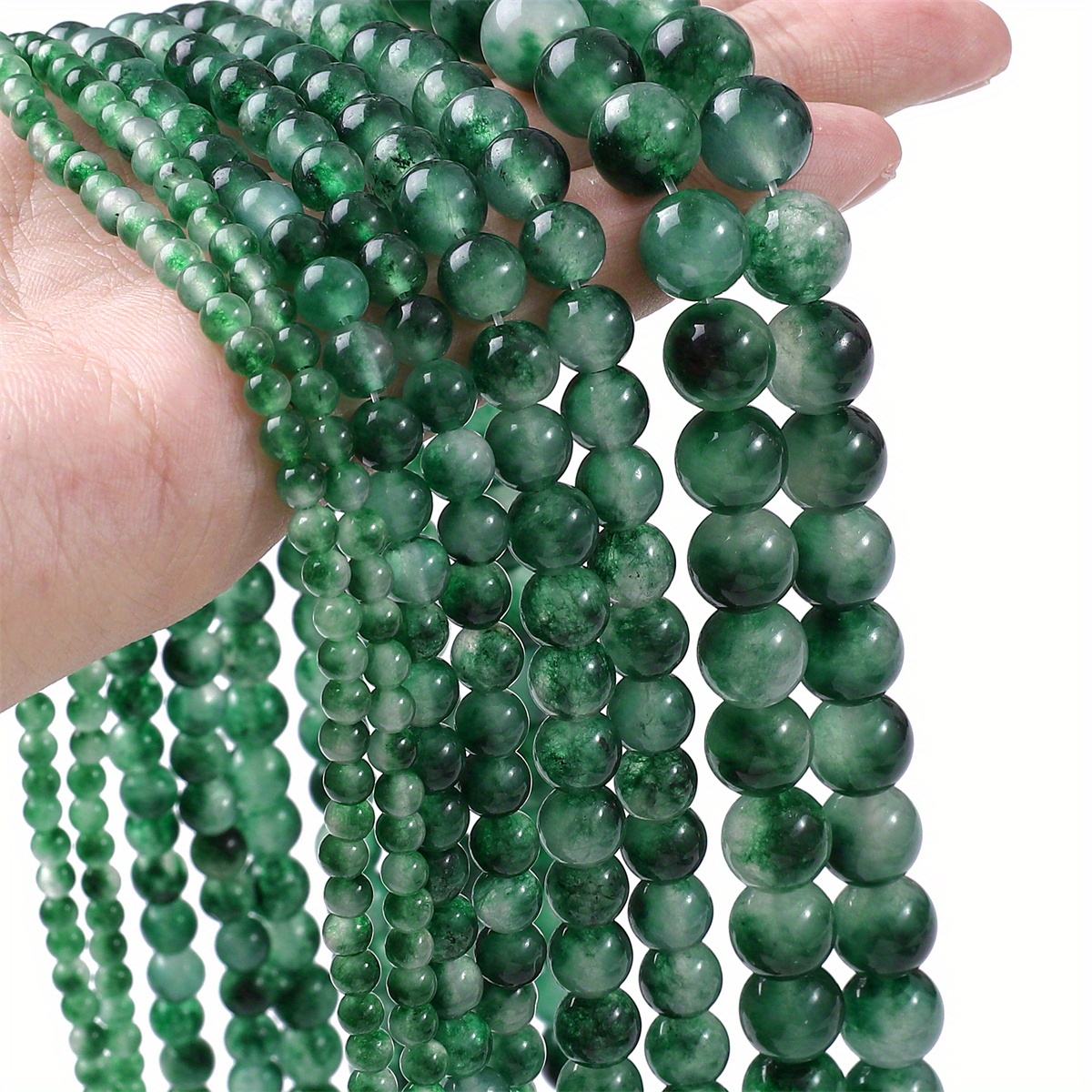 Natural Dark Green Jades Loose Beads For Jewelry Making Diy - Temu