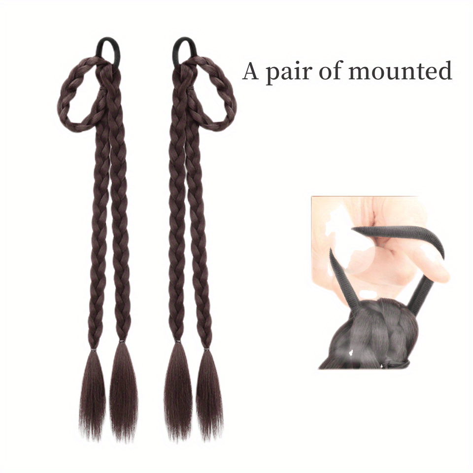 Braided Ponytail Rubber Band Synthetic Ear Double Ponytail Boxing Braids