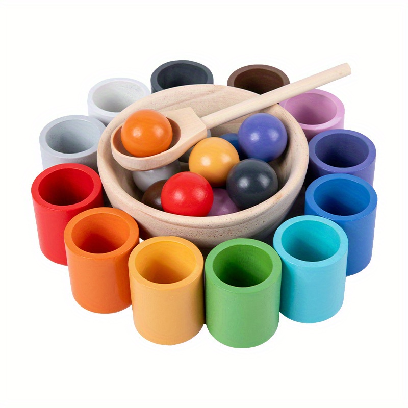 Hölzernes Montessori sortierspiel Spielzeug Farbe Menge - Temu