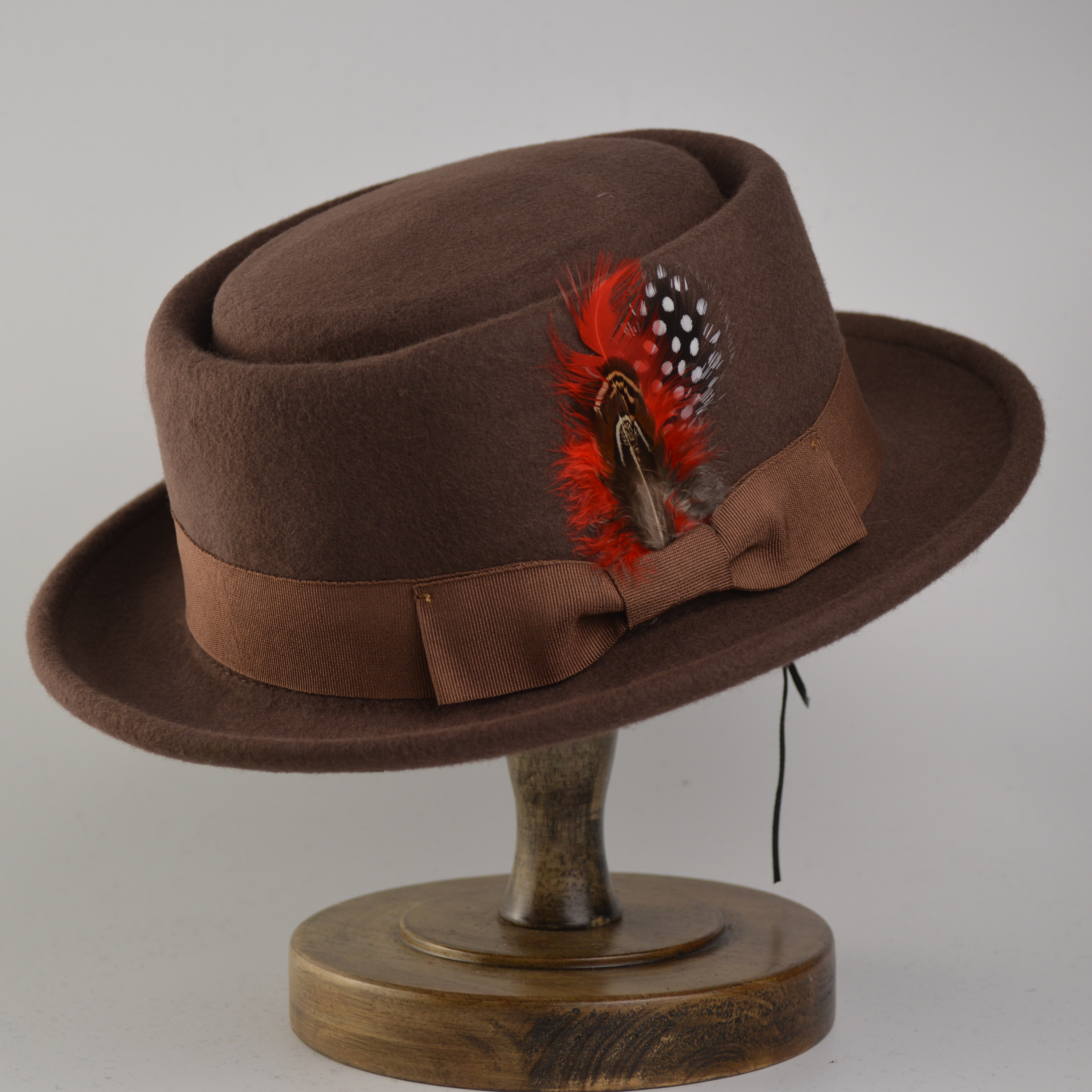 British Fedora Hats Mens Short Brim Tweed Jazz Hat Woolen Elegant