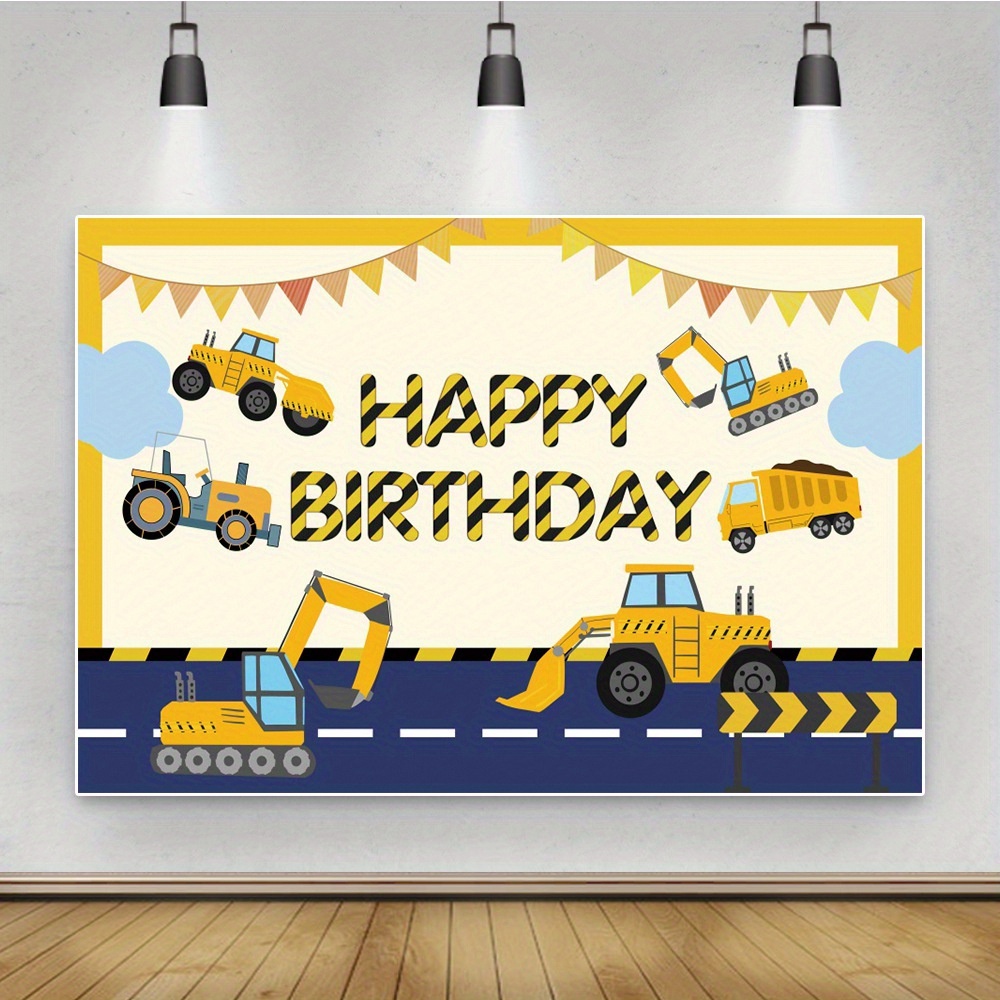 1pc Tema Costruzione Tessuti Banner Festa Compleanno - Temu Italy