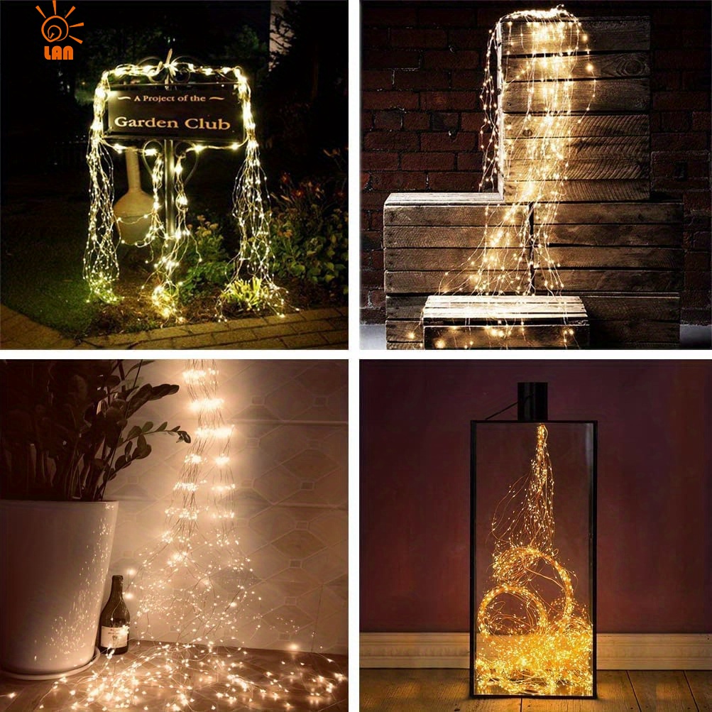 1 pack fairy firefly lights with remote 250 led battery operated outdoor waterproof twinkle lights 8 2ft waterfall lights for garden wedding birthday christmas decorations warm white details 2