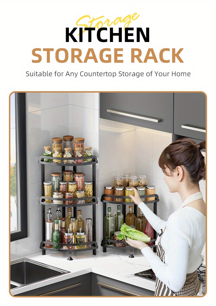  GONGSHI Spice Rack Organizer for Cabinet, Pantry and  Countertop, 3 Tier Expandable Seasoning Shelf, Black : Home & Kitchen