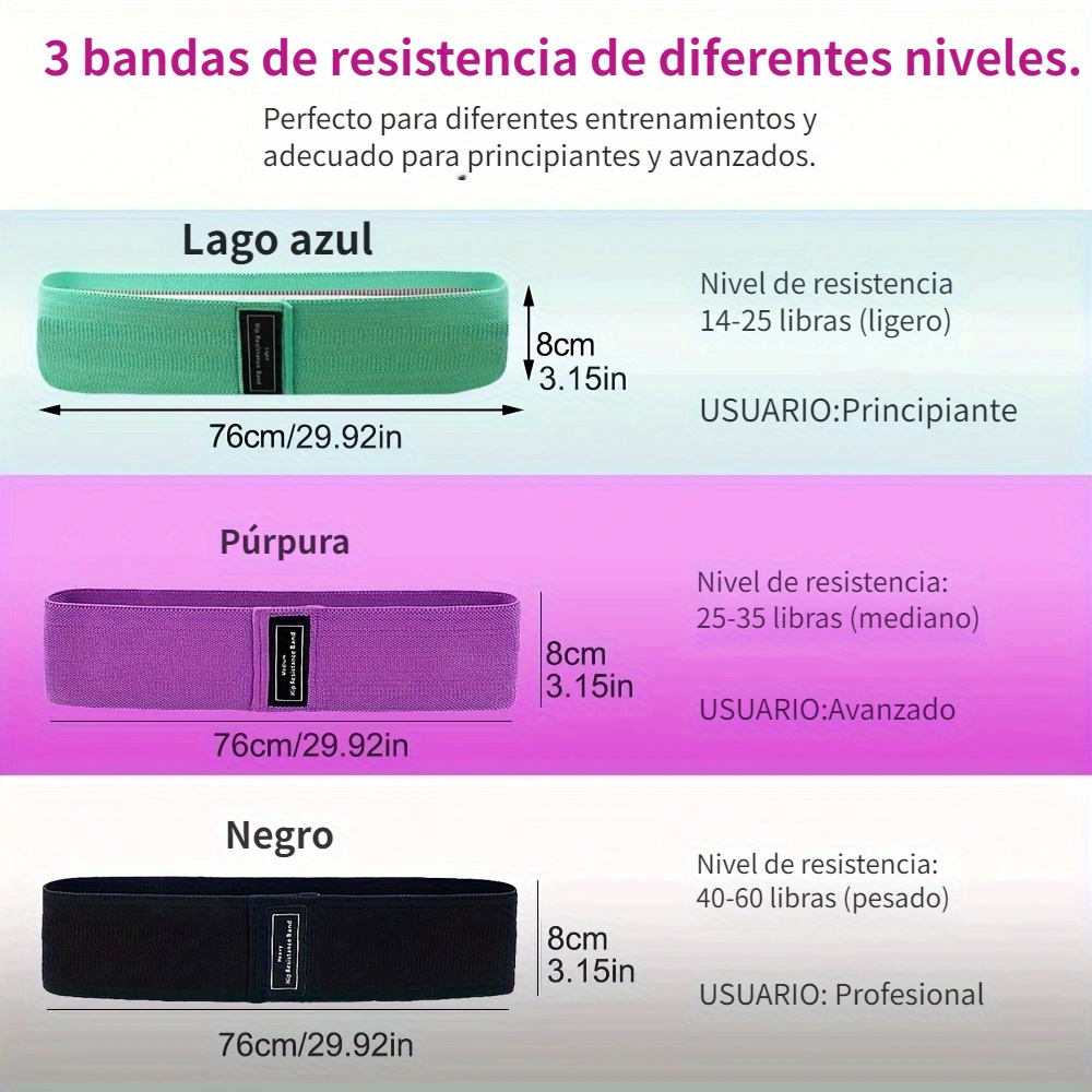  Bandas de resistencia para piernas y glúteos, bandas elásticas  para ejercicios para mujeres/hombres, bandas de ejercicio para fitness en  casa, pilates, yoga, estiramiento, bandas anchas : Deportes y Actividades  al Aire