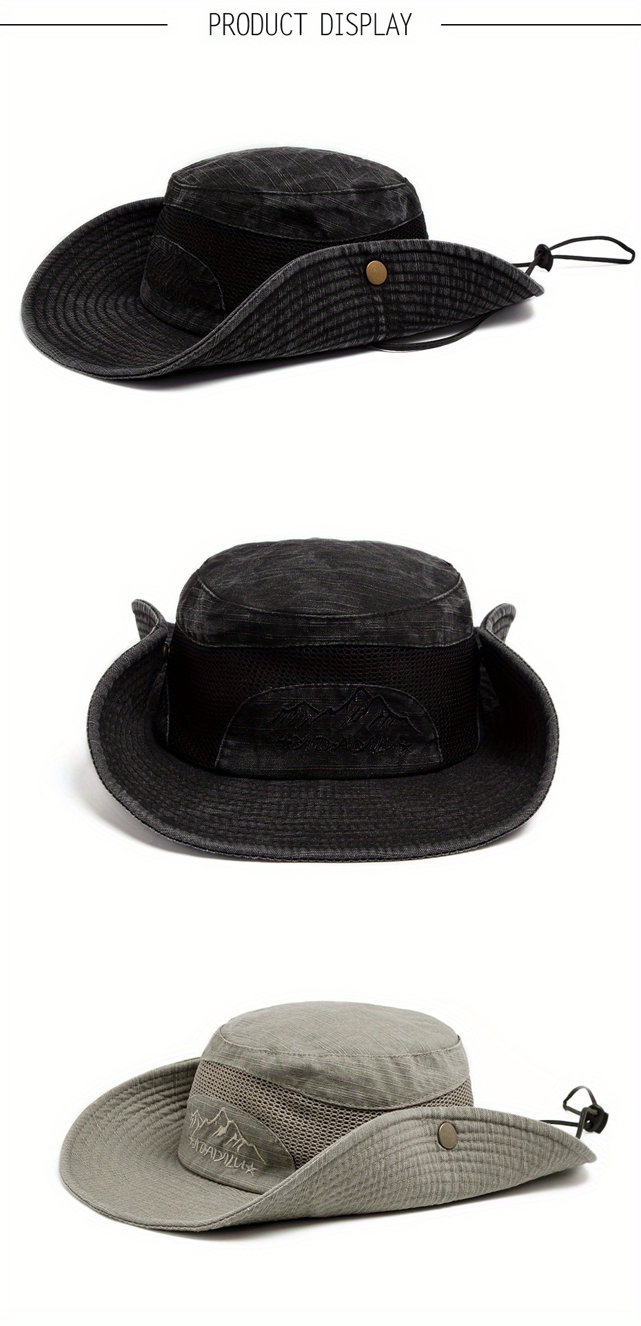 Black Bucket Hat Men Outdoor Sun Hat Cow Pattern Hat Japanese Retro Casual Sunshade Hat Korean Version Fashion All Fisherman Hat Floppy Hats for Men