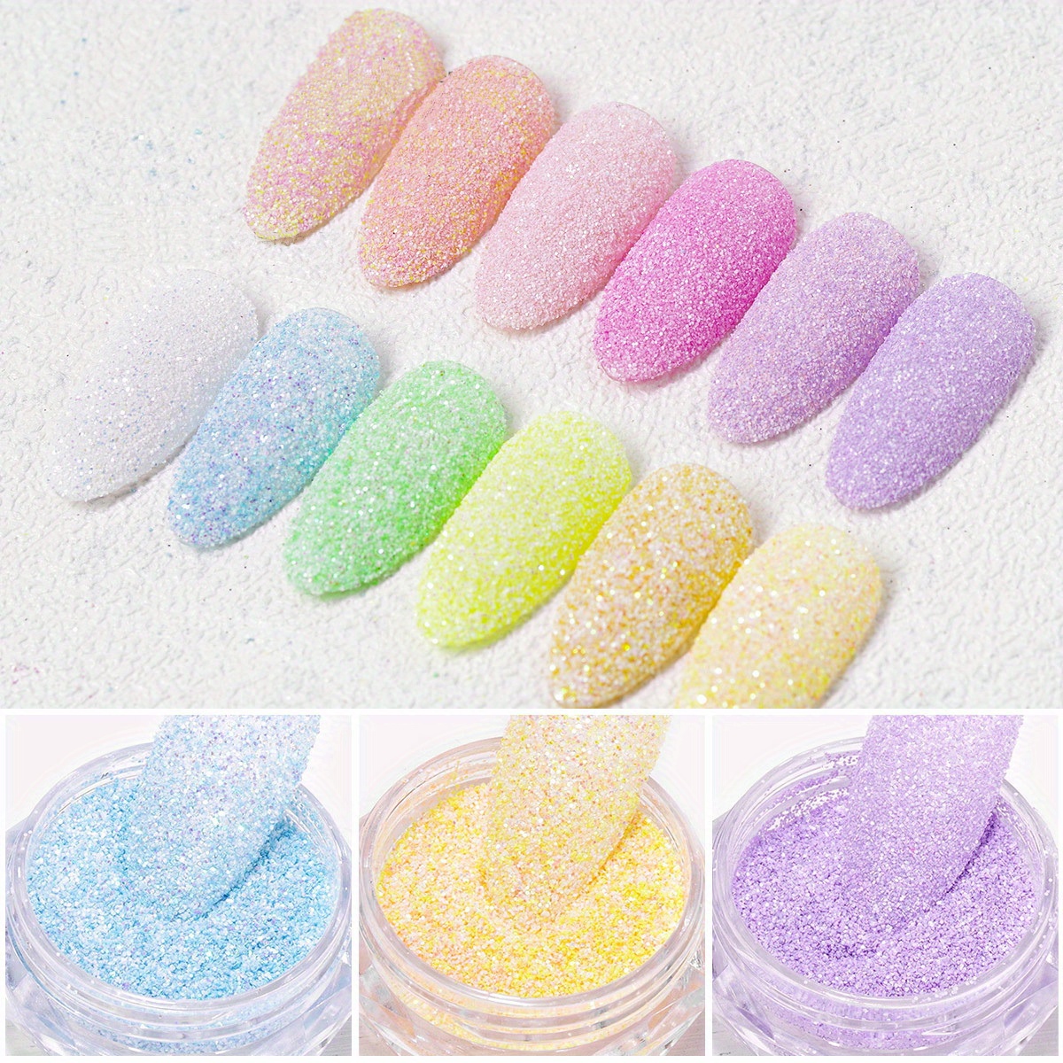 6 Color Nail Glitter Powder Dust Sugar Powder, Superfine French Nail Sugar  Glitter Iridescent Candy Coat Nails Sweater Design Manicure Decorations DIY