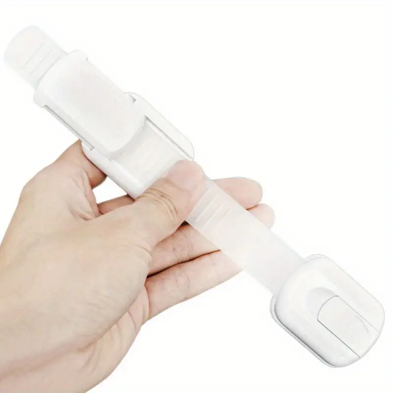 1 2 3 4 5 6 10pcs child safety strap locks baby locks with 3m adhesive pads multi use straps latches for kids baby safety drawer lock length adjustable anti pinch hand abs kid strap lock for cabinet drawer toilet fridge details 1
