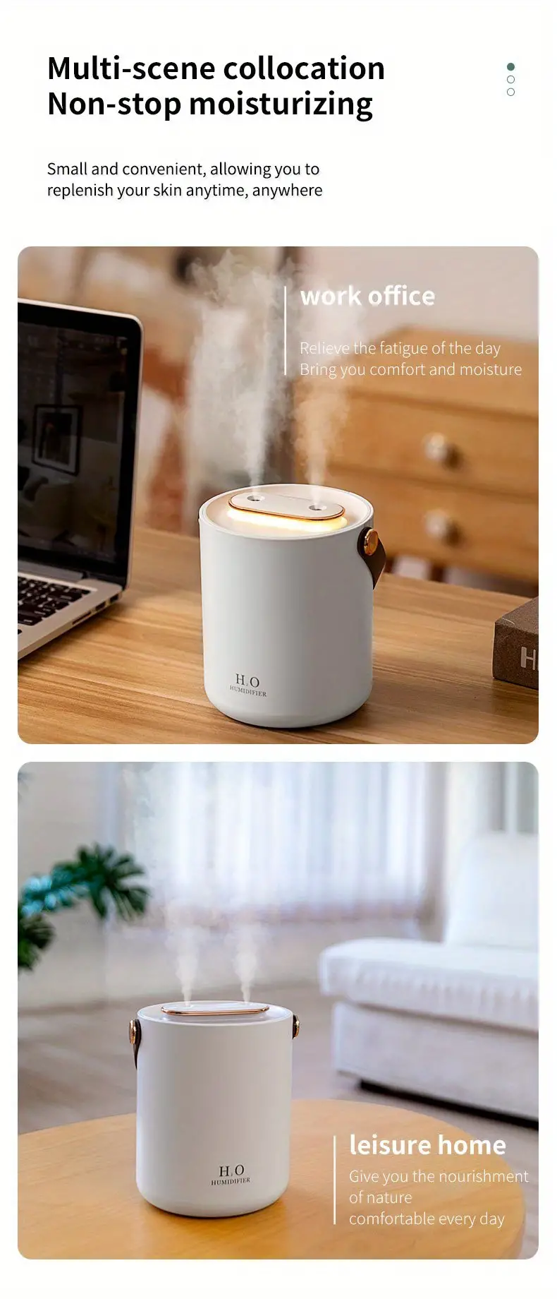 1pc usb mini air humidifier warm night light extra large water capacity continuous humidification close handle double spray spray mouth with probe anti drying and fire three spray modes available small appliance office appliance details 9