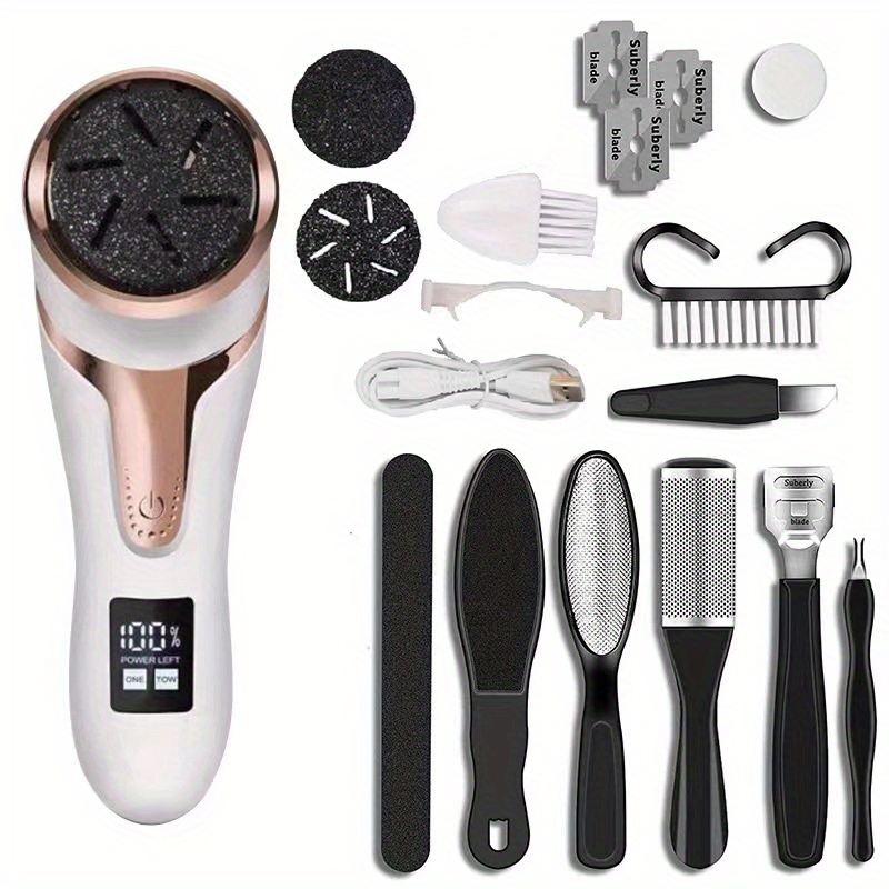 Aoibox Electric Foot Callus Remover Rechargeable Pedicure Tools with Dander  Vacuum Cleaner, 3-Heads and 2-Speed, LCD Display SNSA10IN138 - The Home  Depot