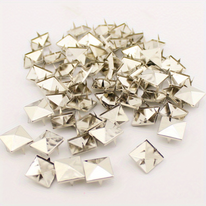 Metal Studs,50/100 Red Square Metal Pyramid Studs for Clothing