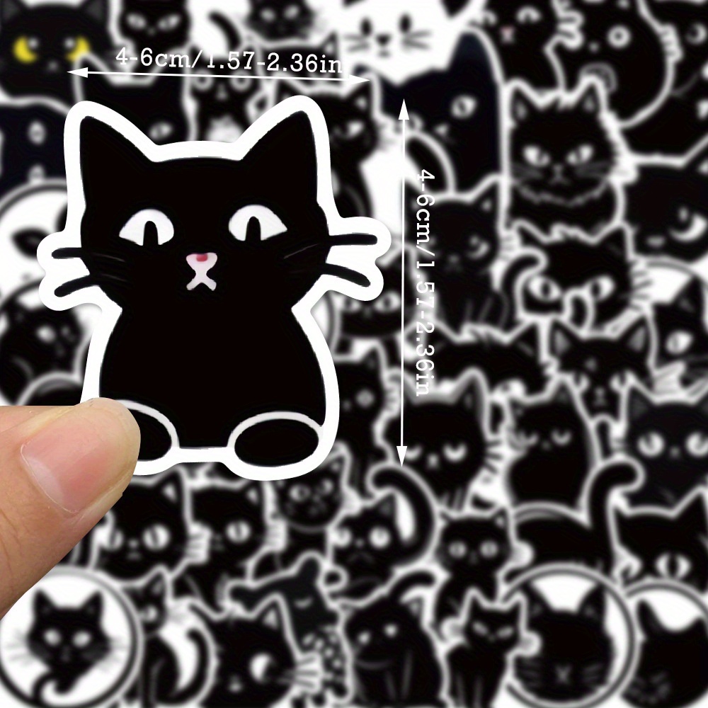 Cute Black Cat Stickers 810 Count Waterproof Black Cat Adhesive Sticker for Kids Birthday Decorations Party Goodie Gifts Bags School Game Class