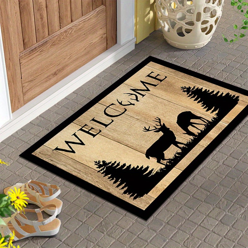 

1pc Welcome Entrance Doormat, Low Pile Indoor Outdoor Entrance Mat For High Traffic Area, Non-slip Bathroom Mat Carpet, For Autumn Thanksgiving Halloween Harvest Festival, Home Decor, Room Decor