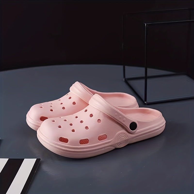 Women's Solid Garden Clogs Hollow Out Closed Toe Slide Shoes
