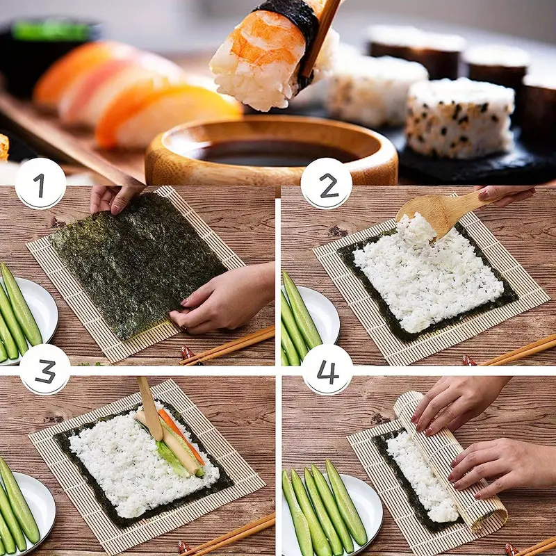 12pcs Sushi Set Sushi Mat Bamboo Sushi Making Kit 2 Tapetes - Temu