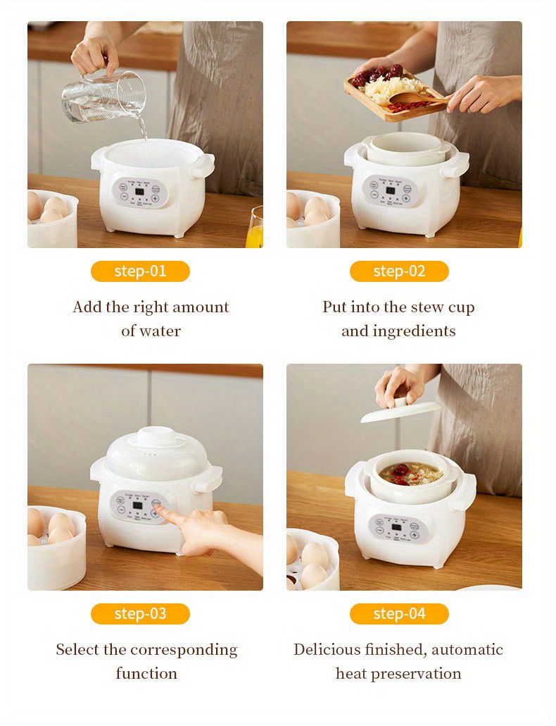 us plug 1l electric cooker household ceramic intelligent reservation porridge cooking birds nest stewing cup waterproof automatic cooking soup pot full automatic soup pot ceramic electric stewing cup details 19