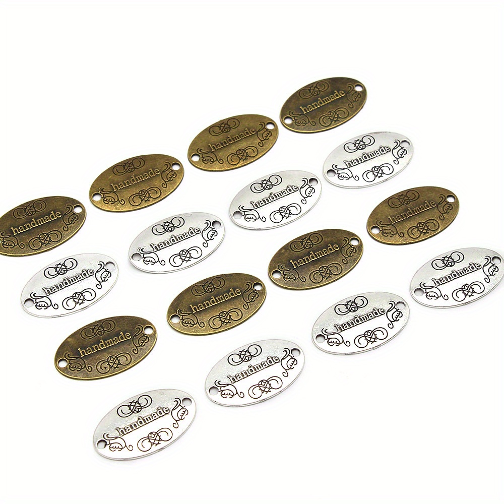 Round Metal Handmade Labels Silver Bronze Tags Jewelry Making Accessories  10Pcs