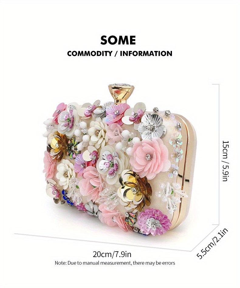 Pink flower clutch on sale bag