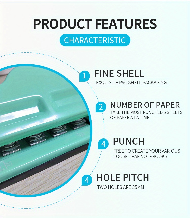 Perforadora ajustable de 4 agujeros con regla de marca, adecuada para papel  A2, A3, A4, 10 piezas de papel de una vez, tamaño de agujero de 6mm