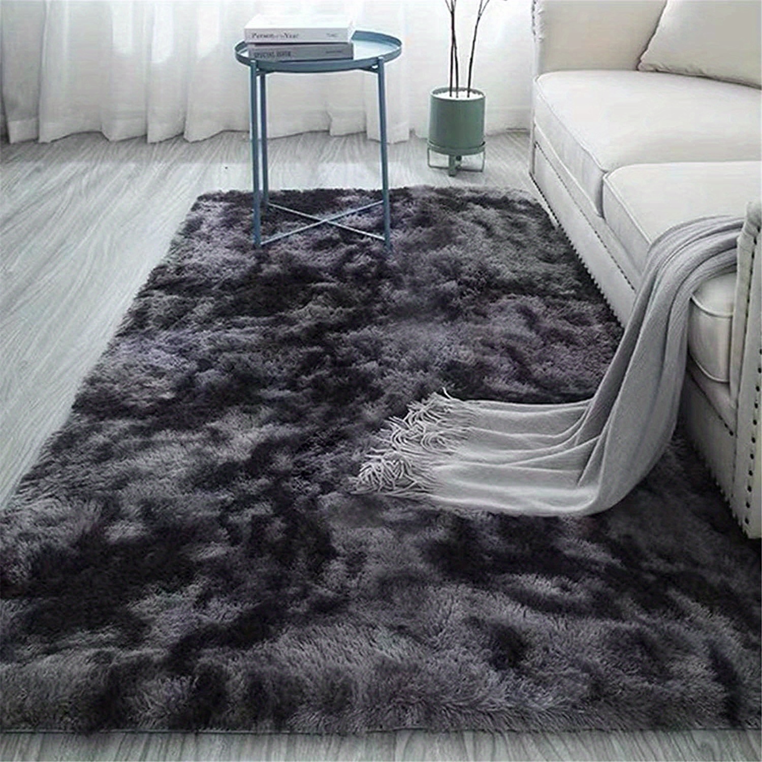 1  plush shag area rugs for living room tie   fluffy shaggy floor carpet for bedroom non slip machine washable carpet living room bedroom game room   carpet room decor details 0