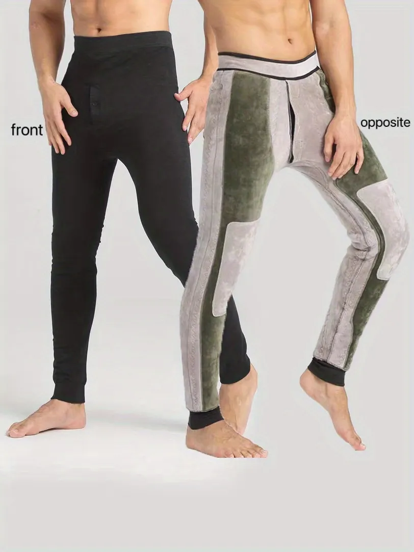 Men's Thickened Stretch Skinny Thermal Pants Leggings, Cold-resistant Warm  Outdoor Pants For Winter