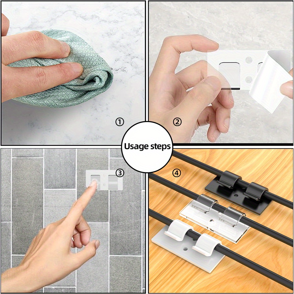 Double Hook Cable Clips Adhesive Cable Organizer Uv - Temu