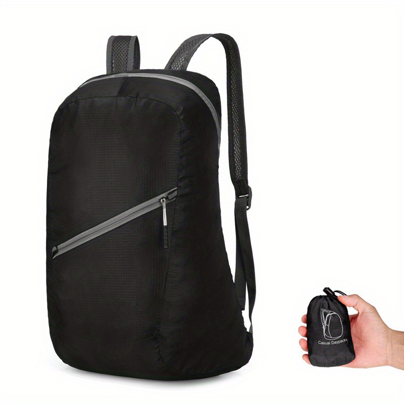 Mochila plegable ultraligera (negra), mochila pequeña impermeable, mochila  de viaje plegable, adecuada para viajes deportivos al aire libre, caminar,  hacer senderismo, acampar, andar en bicicleta JM