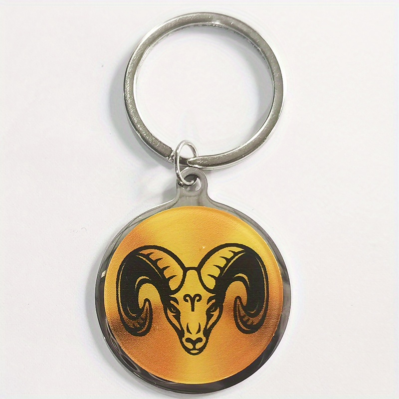 Zodiac Print Stainless Steel Keychain