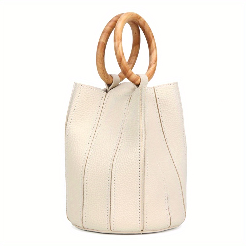 Leather Tote Bags, White Wood Bucket Tote