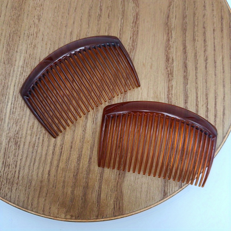 2pcs/set Solid Color Plastic 23 Teeth Comb Grip Side Hair Comb For Women
